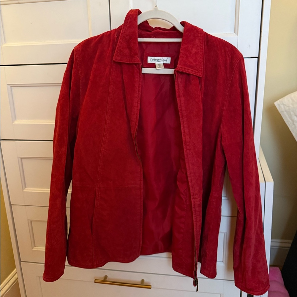 Coldwater Creek Women's Vibrant Red Suede Jacket Coat